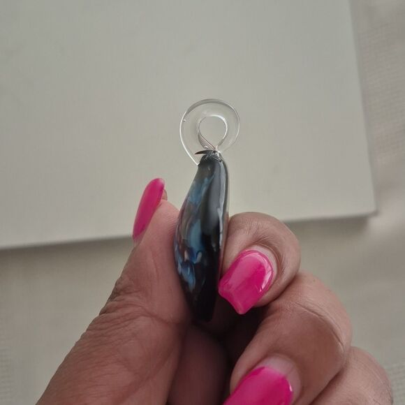 Murano Glass Pendant with Blue Flower Design - Picture 5 of 16